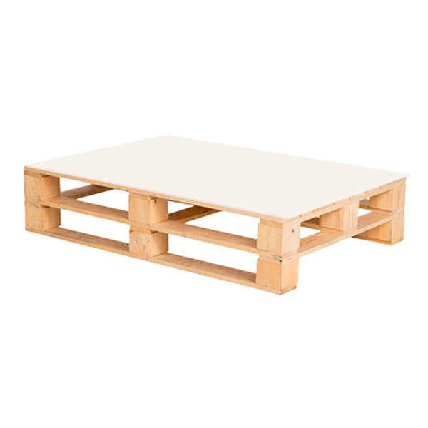 Паллетный стол деревянный с белой столешницей