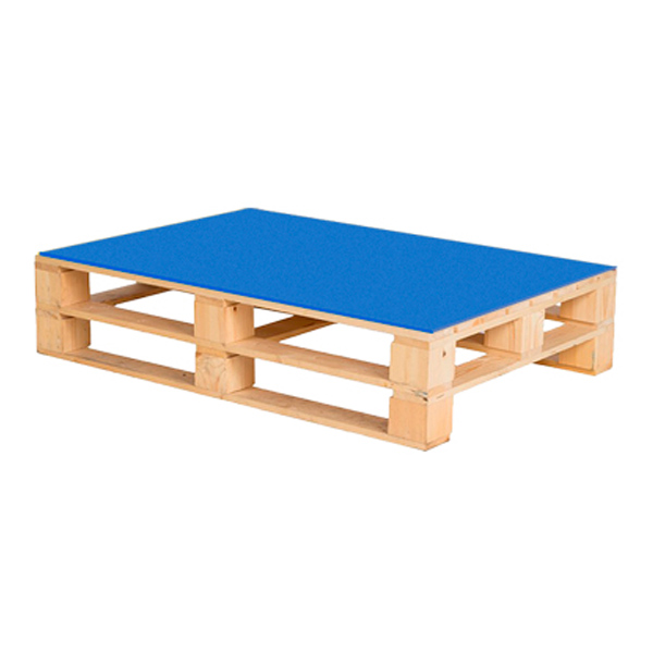 Паллетный стол деревянный с синей столешницей