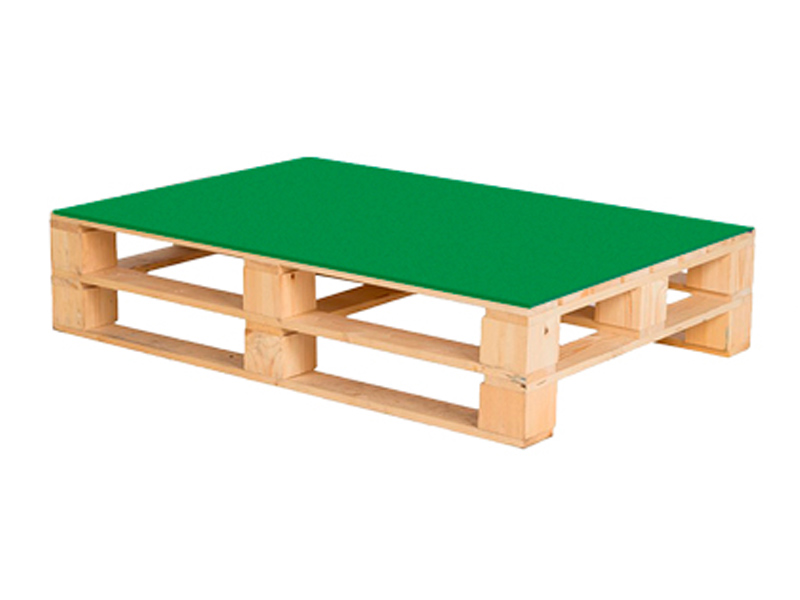 Паллетный стол деревянный с зеленой столешницей