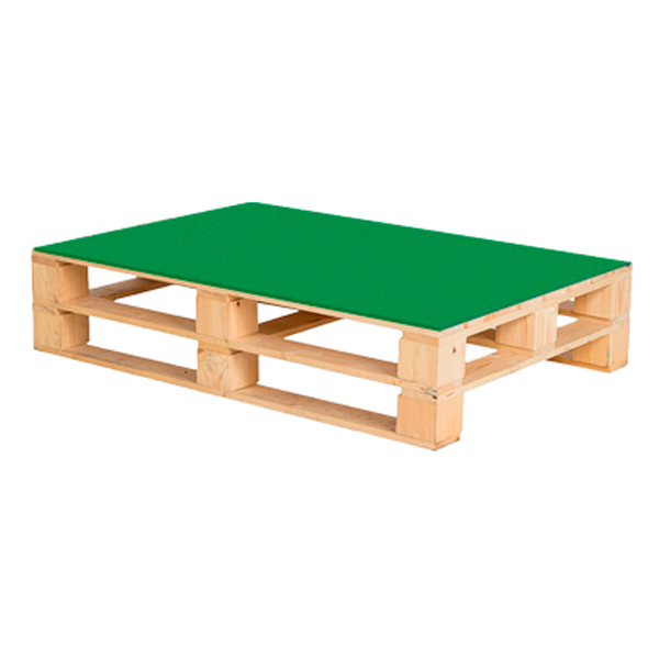 Паллетный стол деревянный с зеленой столешницей