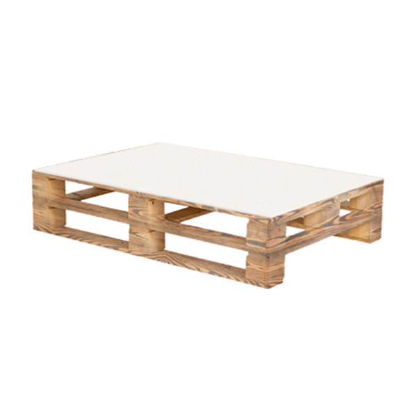 Паллетный стол обожжённый c белой столешницей