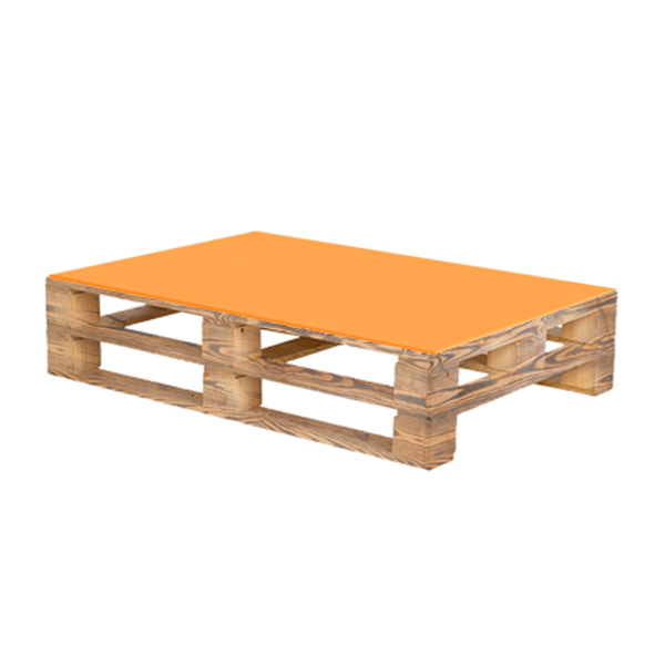Паллетный стол обожжённый c оранжевой столешницей