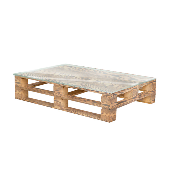 Паллетный стол обожжённый c прозрачной столешницей