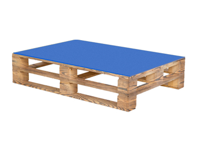 Паллетный стол обожжённый c синей столешницей