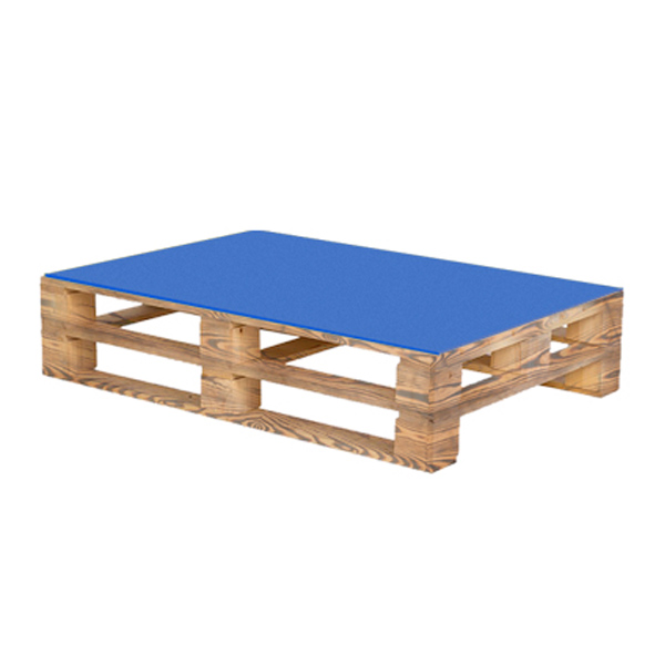 Паллетный стол обожжённый c синей столешницей