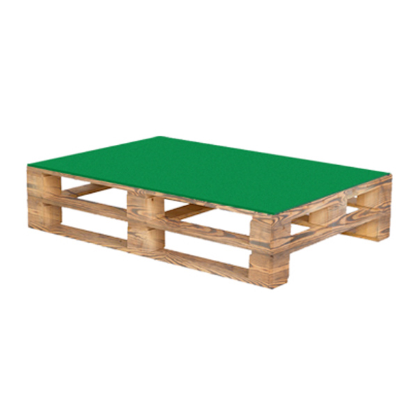 Паллетный стол обожжённый c зеленой столешницей