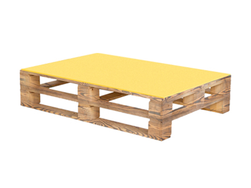 Паллетный стол обожжённый c желтой столешницей
