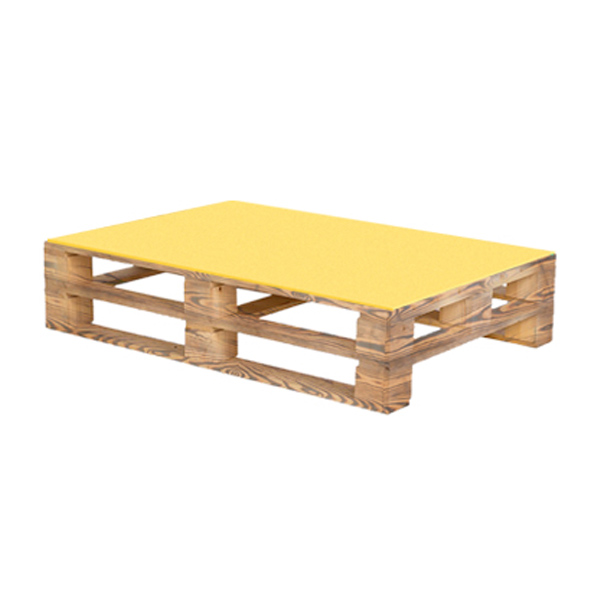 Паллетный стол обожжённый c желтой столешницей
