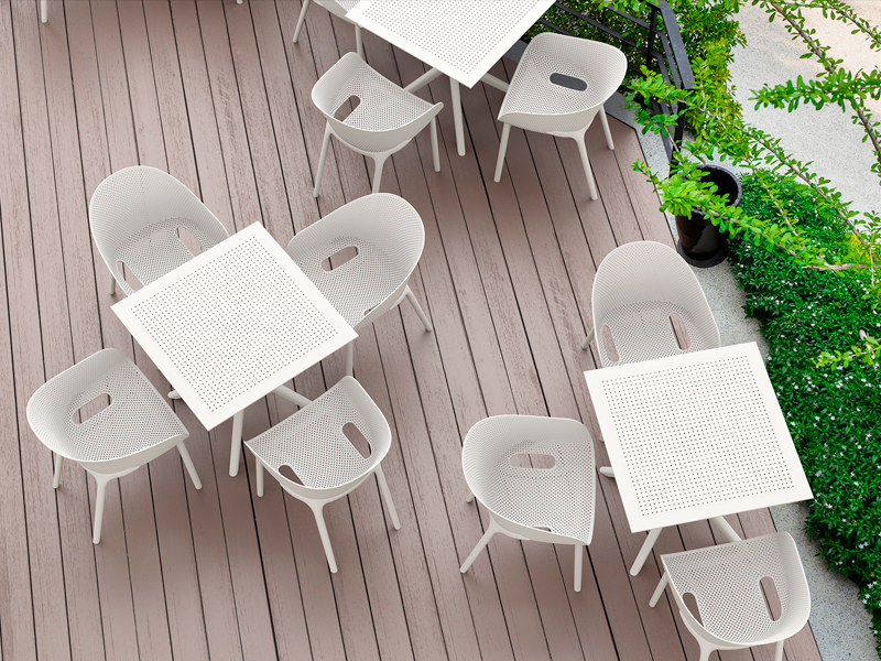 Пластиковый квадратный стол 90x90 см белый