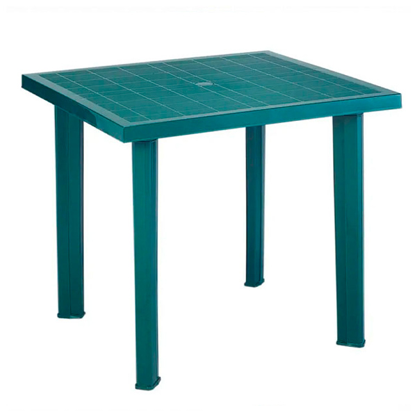 Пластиковый квадратный стол 90x90 см зелёный