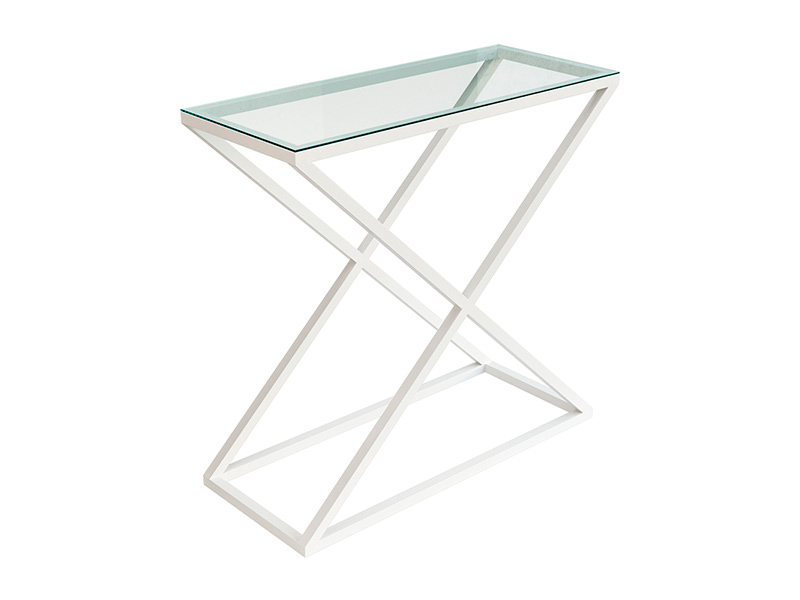 Прямоугольный стол X-loft стеклянный с белыми ножками