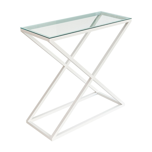 Прямоугольный стол X-loft стеклянный с белыми ножками