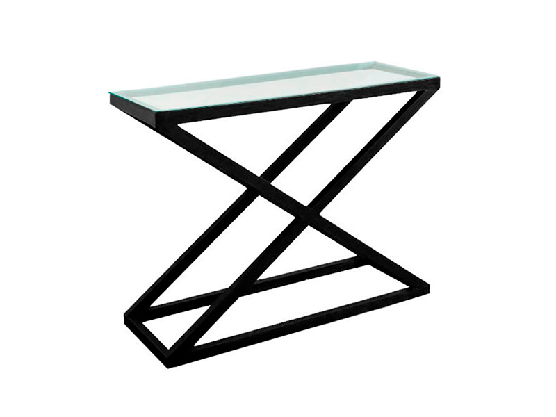 Прямоугольный стол X-loft стеклянный с черными ножками