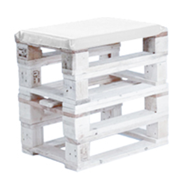 Пуфик из поддонов белый с белой подушкой