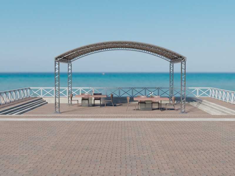 Шатёр «Арочный» из ферм 10x8 (Металлик)