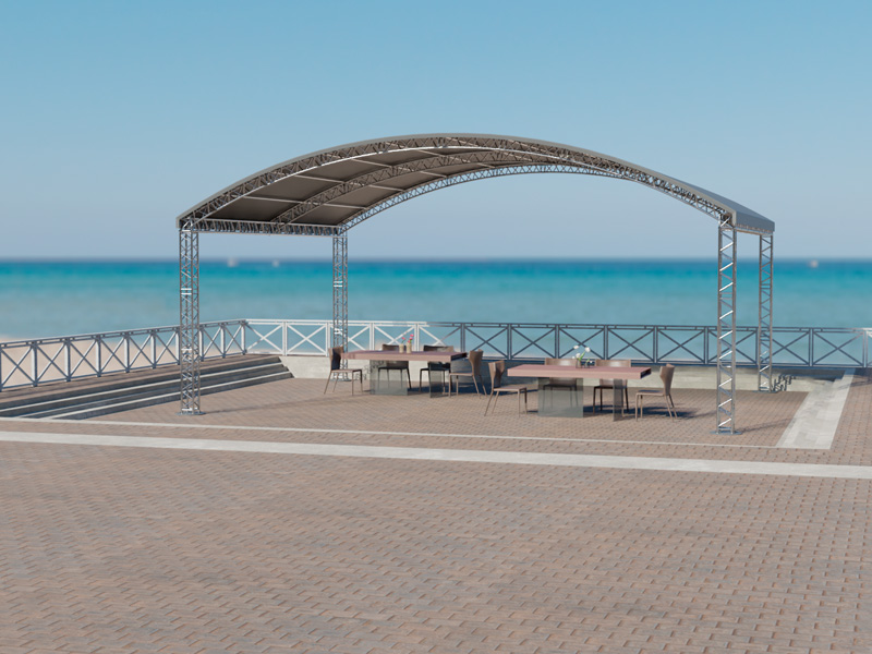 Шатёр «Арочный» из ферм 12x10 (Металлик)