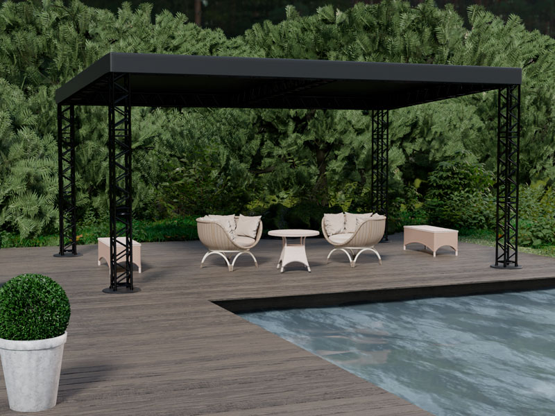 Шатёр «Односкатный» из ферм 8x6 (Чёрный)