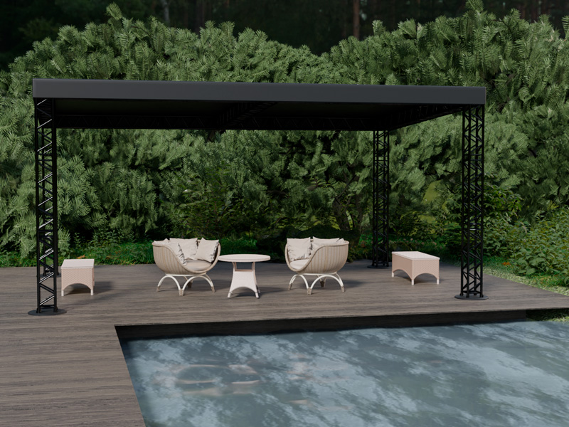 Шатёр «Односкатный» из ферм 8x6 (Чёрный)