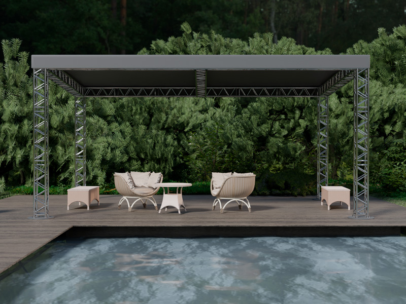 Шатёр «Односкатный» из ферм 8x6 (Металлик)