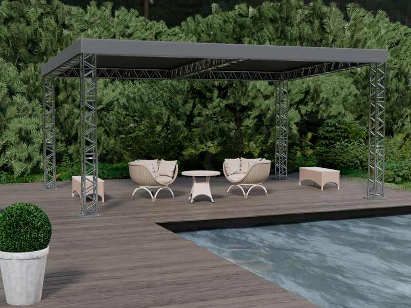 Шатёр «Односкатный» из ферм 8x6 (Металлик)