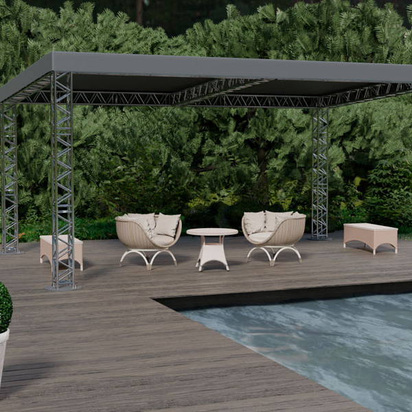 Шатёр «Односкатный» из ферм 8x6 (Металлик)