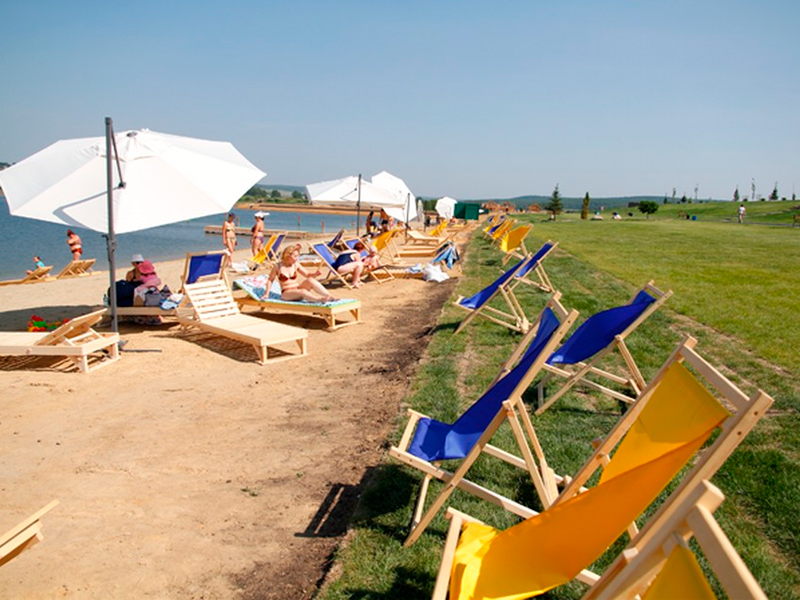 Шезлонг голубой