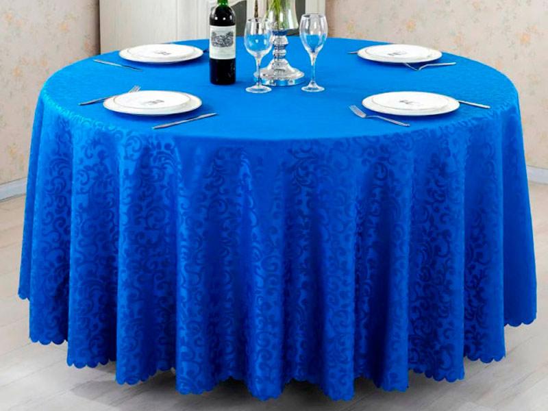 Скатерть круглая 3м синяя «Жаккард»