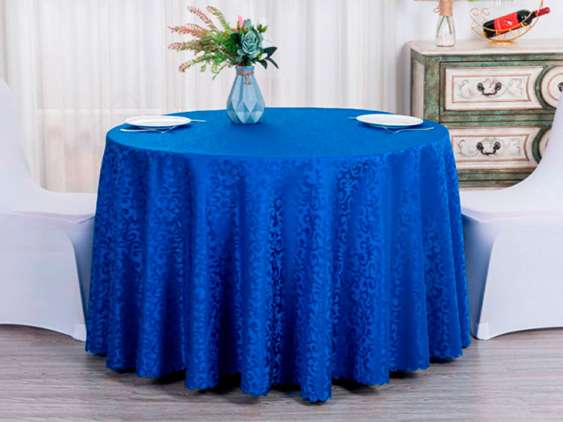 Скатерть круглая 3м синяя «Жаккард»
