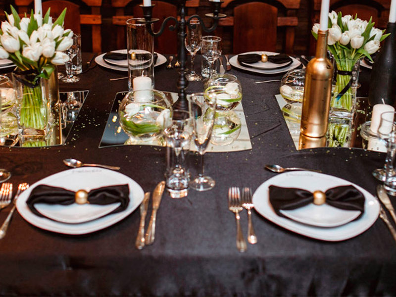 Скатерть прямоугольная черная «Жаккард»