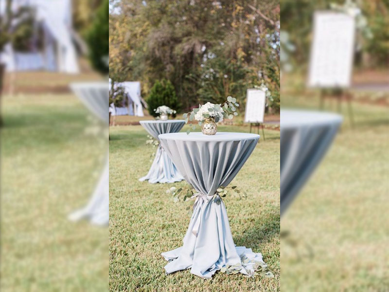 Скатерть серая круглая для коктейльного стола