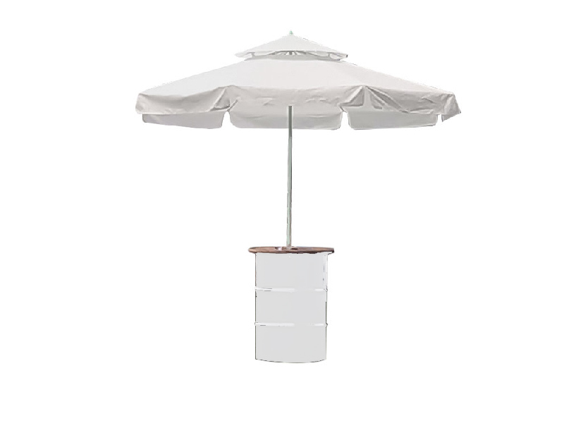 Стол бочка с зонтом белая