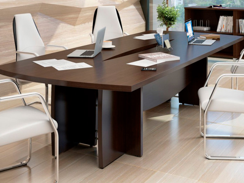 Овальный стол для переговоров коричневый