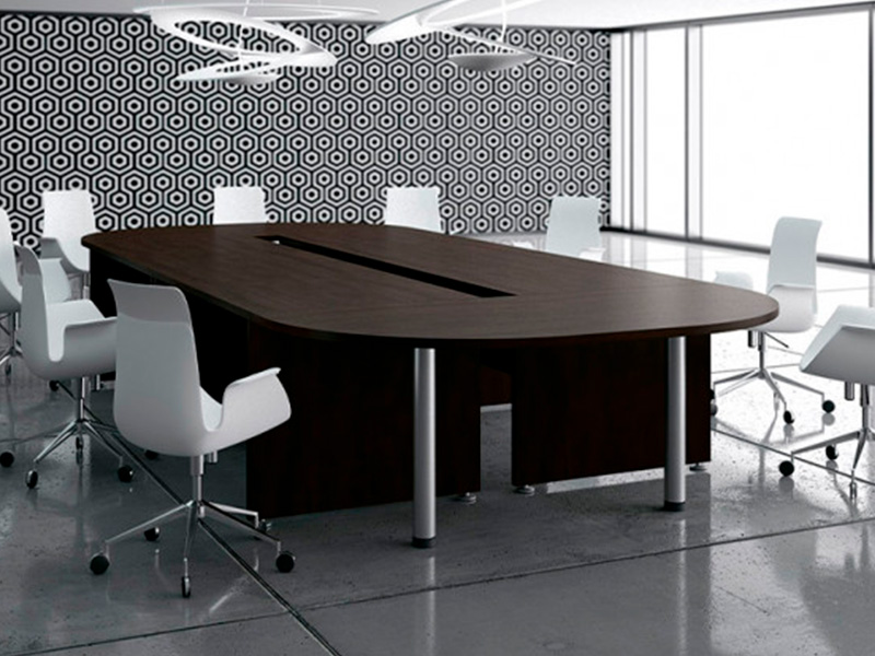 Овальный стол для переговоров коричневый