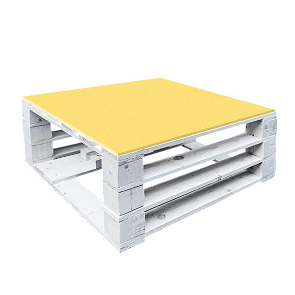 Стол паллетный журнальный белый с желтой столешницей