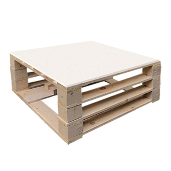 Стол паллетный журнальный деревянный с белой столешницей