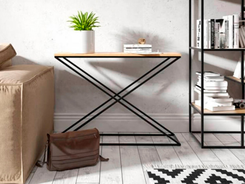 Прямоугольный стол X-loft деревянный с черными ножками