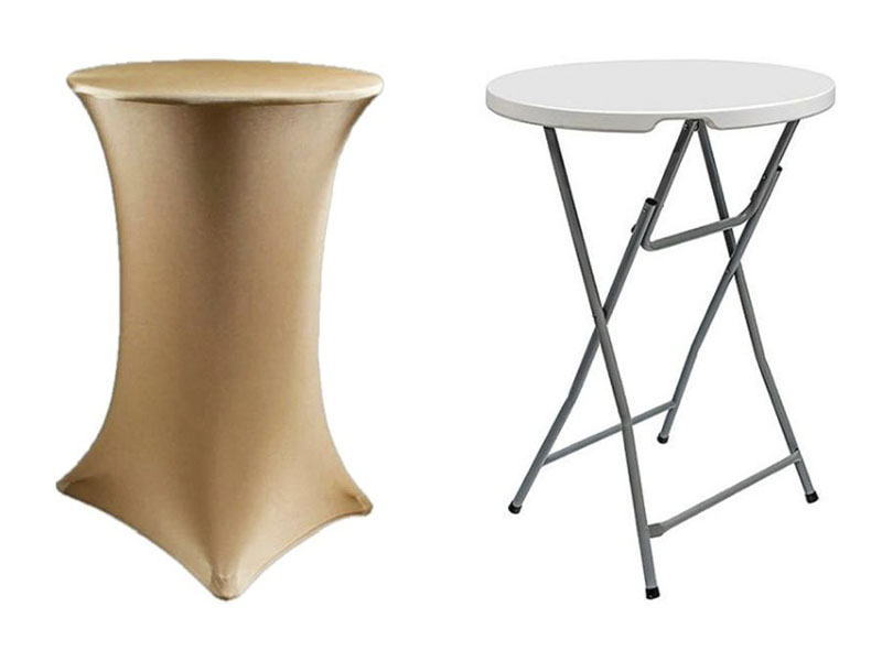 Стрейч скатерть d78 для коктейльного стола золотая