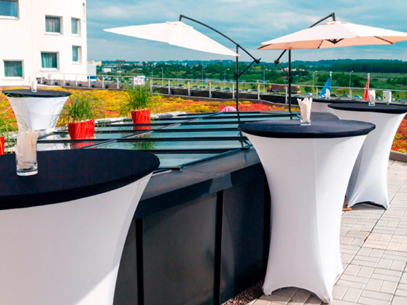 Стрейч наперон «Шапочка» для коктейльного стола черный