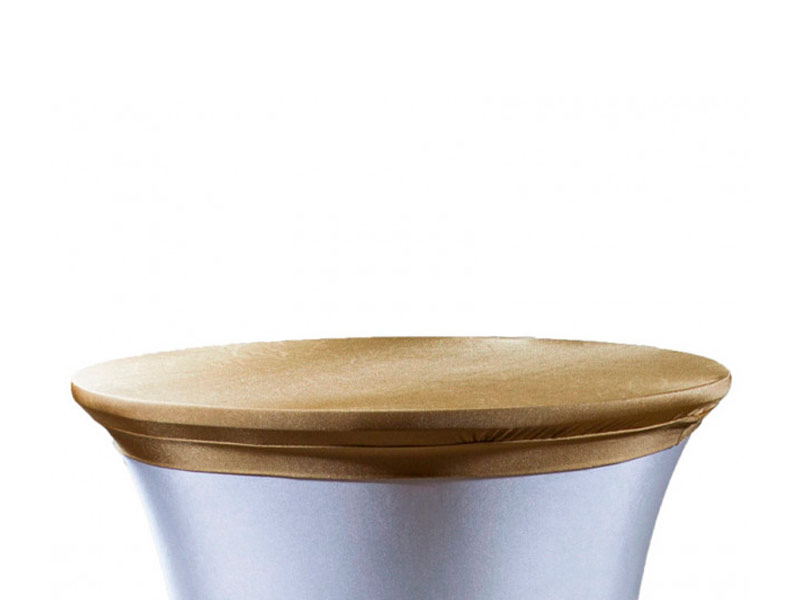 Стрейч наперон «Шапочка» для коктейльного стола золотой