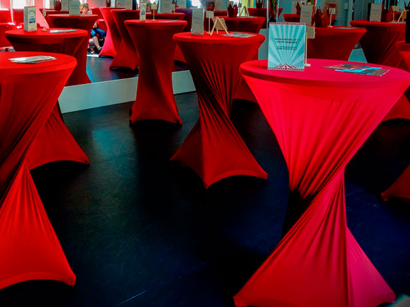 Стрейч скатерть d78 для коктейльного стола бордовая