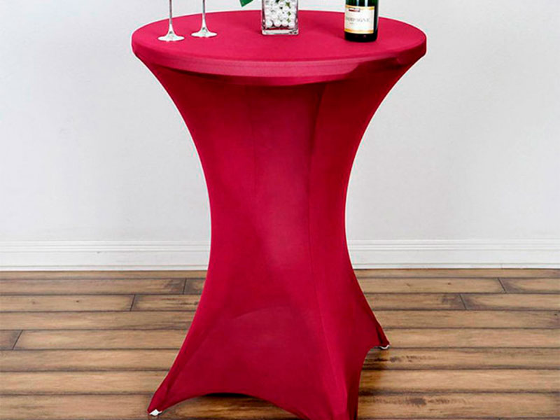 Стрейч скатерть d78 для коктейльного стола бордовая