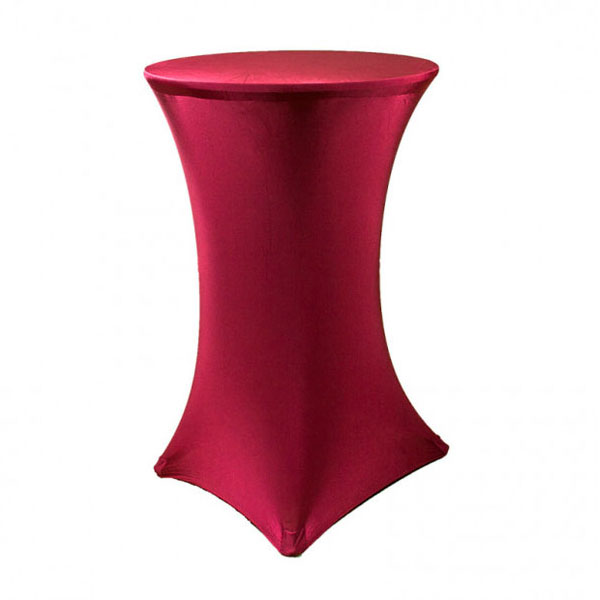 Стрейч скатерть d78 для коктейльного стола бордовая