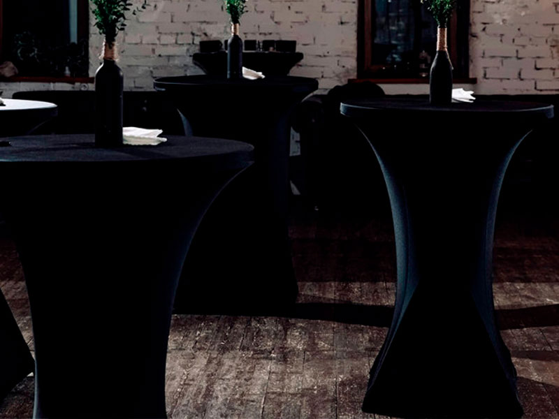 Стрейч скатерть d78 для коктейльного стола черная