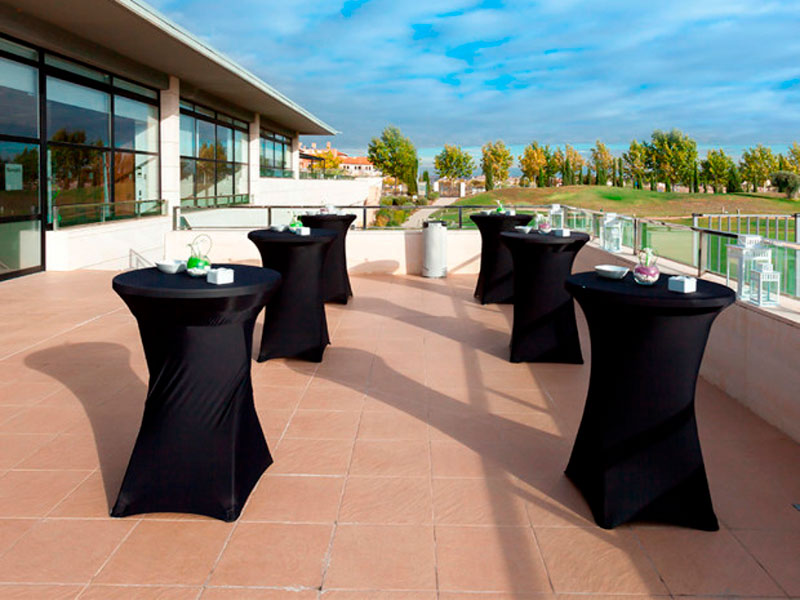 Стрейч скатерть d78 для коктейльного стола черная