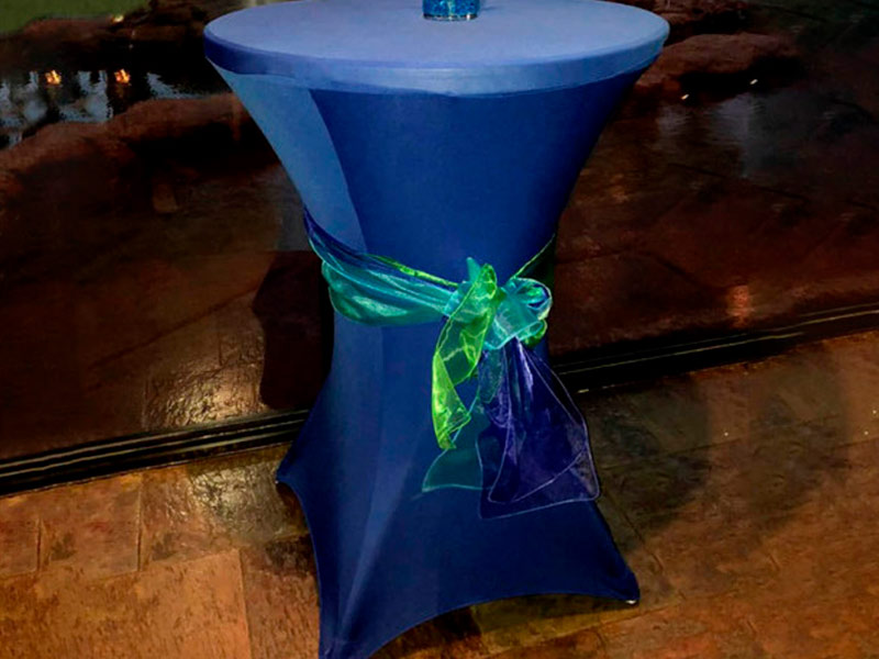 Стрейч скатерть d78 для коктейльного стола синяя