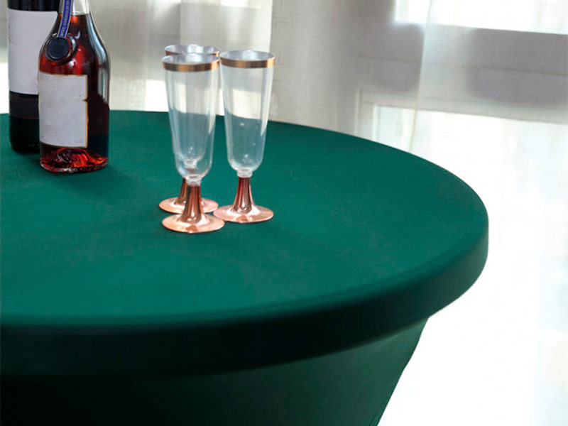 Стрейч скатерть d78 для коктейльного стола зеленая