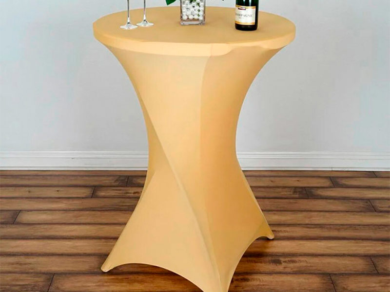 Стрейч скатерть d78 для коктейльного стола золотая