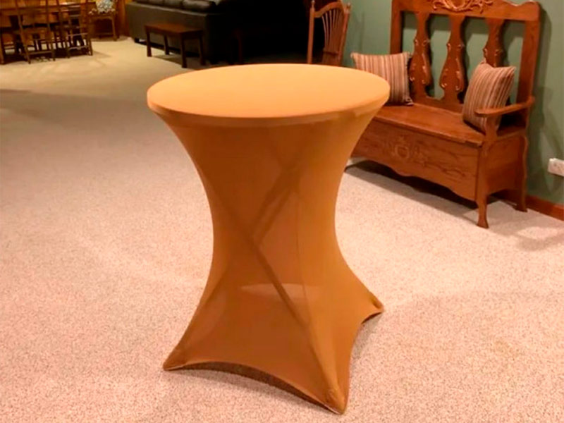 Стрейч скатерть d78 для коктейльного стола золотая