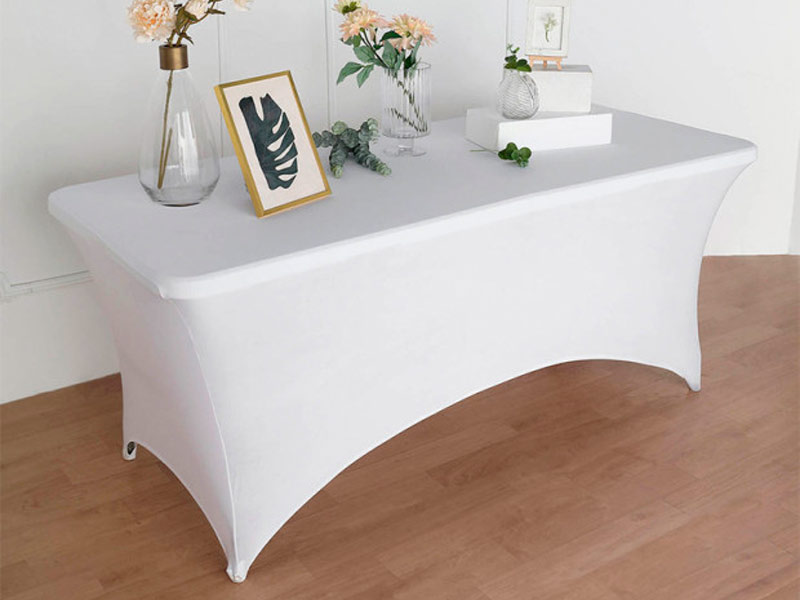 Стрейч скатерть для прямоугольного стола белая