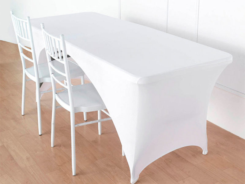 Стрейч скатерть для прямоугольного стола белая